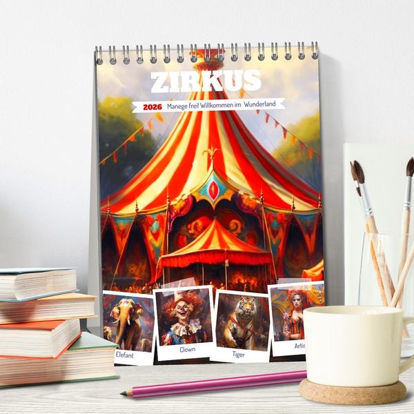 Produktbild: Zirkus. Manege frei! Willkommen im nostalgischen Wunderland (Tischkalender 2026 DIN A5 hoch), CALVENDO Monatskalender