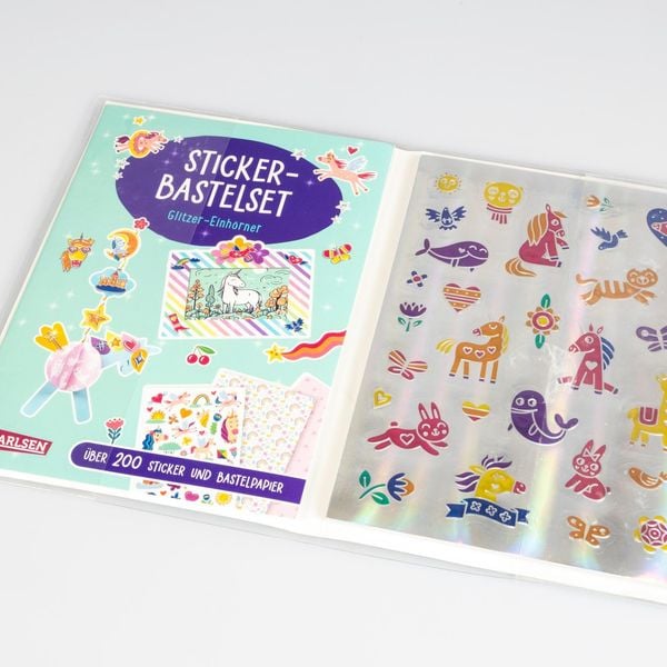 Produktbild: Bastelset f&uuml;r Kinder: Sticker-Bastelset: Glitzer-Einh&ouml;rner