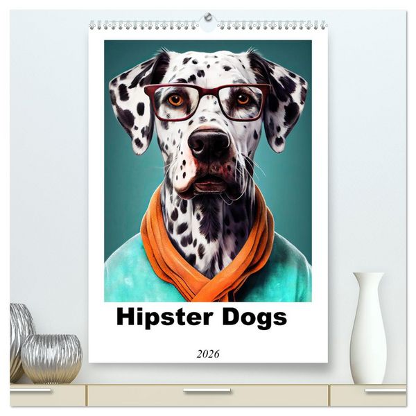 Produktbild: Hipster Dogs (High Quality Premium Wall Calendar 2026 DIN A2 portrait),CALVENDO 12 Month Wall Calendar