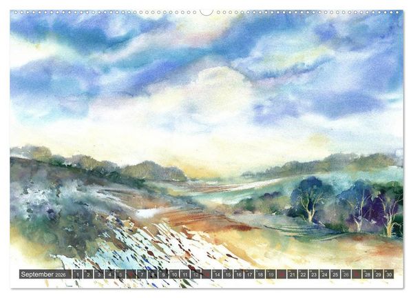 Produktbild: Landschaft in Aquarell (hochwertiger Premium Wandkalender 2026 DIN A2 quer), Kunstdruck in Hochglanz
