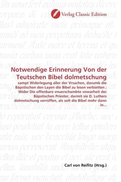 Produktbild: Notwendige Erinnerung Von der Teutschen Bibel dolmetschung
