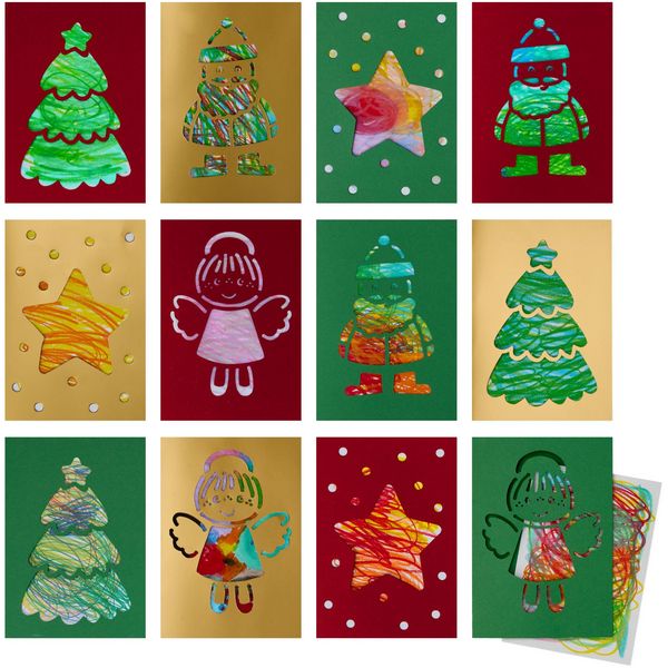 Produktbild: Bastelset - Erstes Malen Kritzelkarten Weihnachtspost