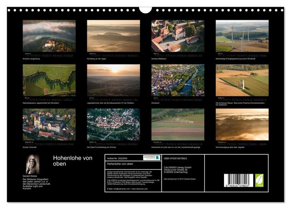 Produktbild: Hohenlohe von oben (Wandkalender 2026 DIN A3 quer), CALVENDO Monatskalender