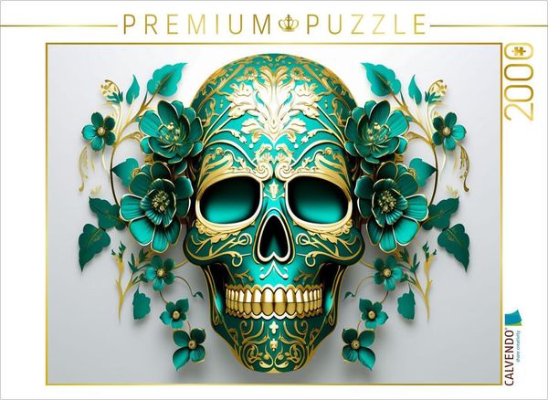 CALVENDO Puzzle Green Skull | 2000 Teile Lege-Größe 90x67cm Foto-Puzzle für glückliche Stunden