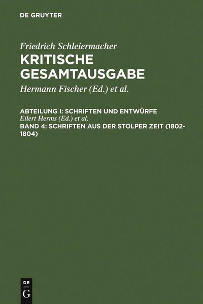 Produktbild: Schriften aus der Stolper Zeit (1802-1804)