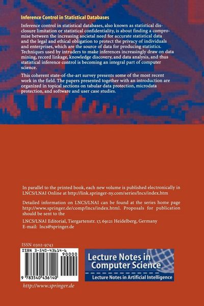 Produktbild: Inference Control in Statistical Databases