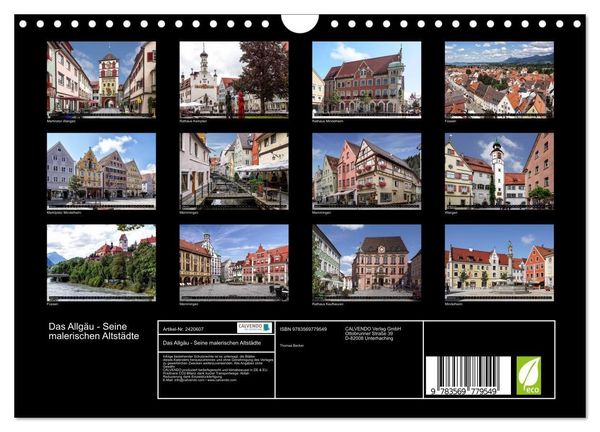 Produktbild: Das Allg&auml;u - Seine malerischen Altst&auml;dte (Wandkalender 2027 DIN A4 quer), CALVENDO Monatskalender