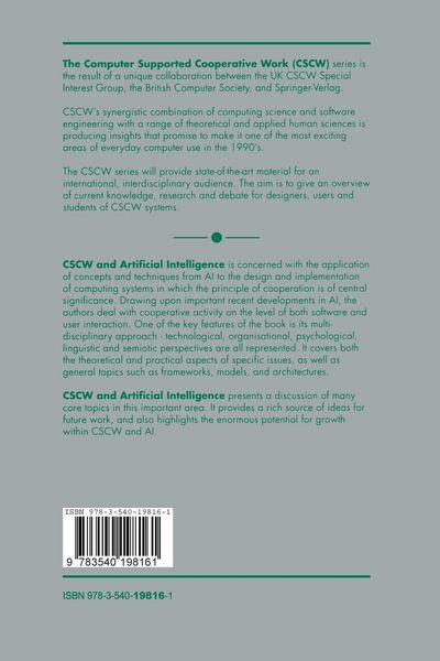Produktbild: CSCW and Artificial Intelligence