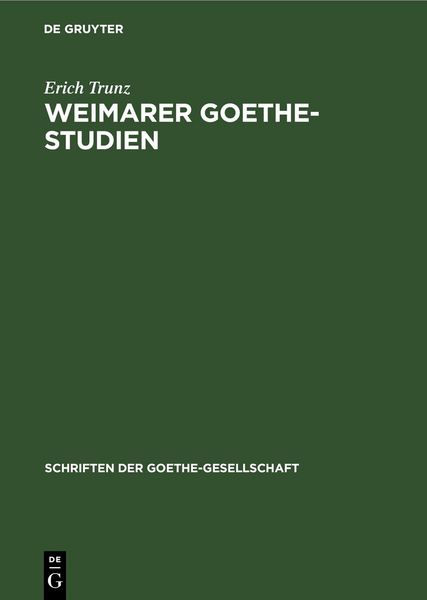 Produktbild: Weimarer Goethe-Studien
