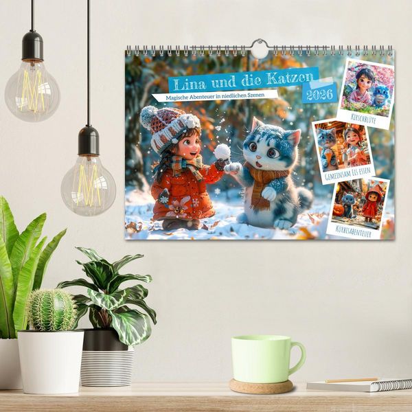 Produktbild: Lina und die Katzen - Magische Abenteuer in niedlichen Szenen (Wandkalender 2026 DIN A4 quer), CALVENDO Monatskalender