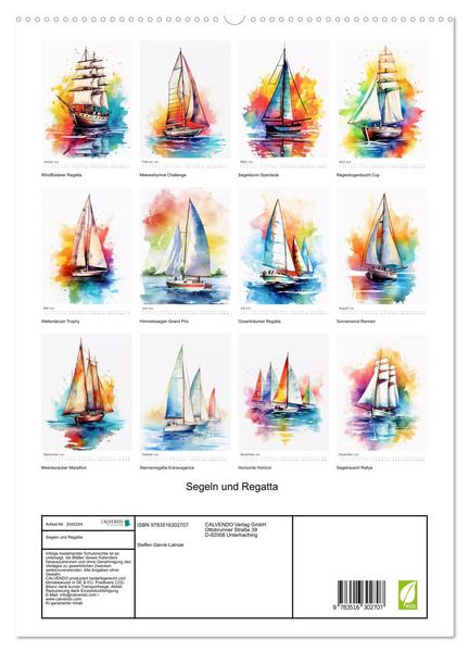 Produktbild: Segeln und Regatta (hochwertiger Premium Wandkalender 2026 DIN A2 hoch), Kunstdruck in Hochglanz
