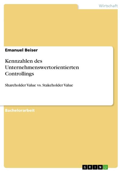 Produktbild: Kennzahlen des Unternehmenswertorientierten Controllings