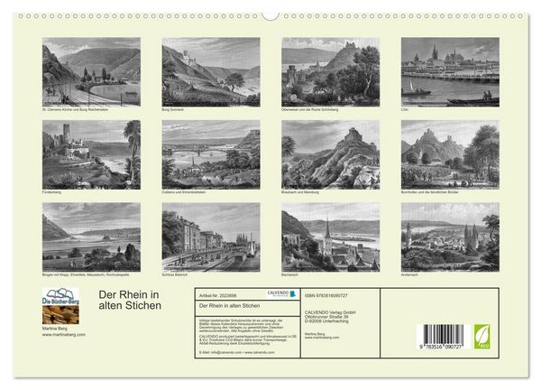 Produktbild: Der Rhein in alten Stichen (hochwertiger Premium Wandkalender 2026 DIN A2 quer), Kunstdruck in Hochglanz