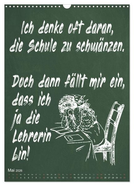 Produktbild: Coole Lehrerspr&uuml;che (Wandkalender 2026 DIN A3 hoch), CALVENDO Monatskalender