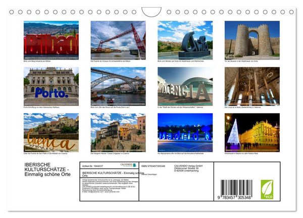Produktbild: IBERISCHE KULTURSCH&Auml;TZE - Einmalig sch&ouml;ne Orte (Wandkalender 2026 DIN A4 quer), CALVENDO Monatskalender