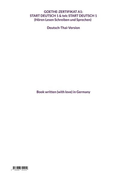 Produktbild: Handbuch zur Pr&uuml;fungsvorbereitung&nbsp;Goethe-Zertifikat A1 (Start Deutsch 1 ) + telc Start Deutsch 1 Deutsch und Thai Version (H&ouml;ren, Lesen, Schreiben und Sprechen)