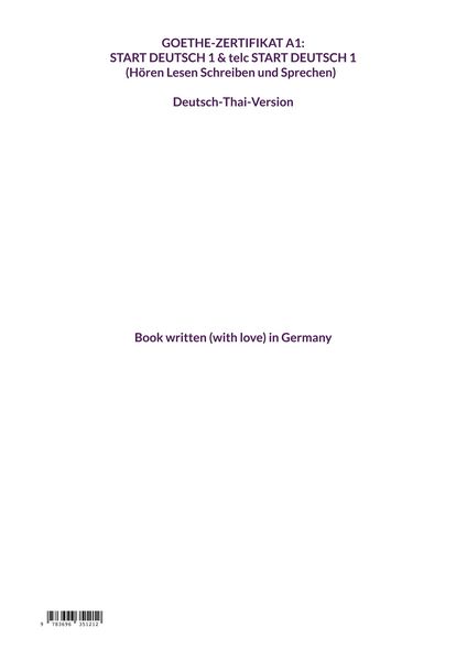 Produktbild: Handbuch zur Pr&uuml;fungsvorbereitung&nbsp;Goethe-Zertifikat A1 (Start Deutsch 1 ) + telc Start Deutsch 1 Deutsch und Thai Version (H&ouml;ren, Lesen, Schreiben und