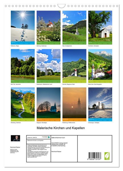 Produktbild: Malerische Kirchen und Kapellen (Wandkalender 2026 DIN A3 hoch), CALVENDO Monatskalender