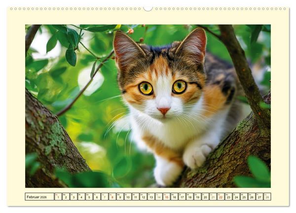 Produktbild: Geliebte Katzen. Unsere zauberhaften Hauskatzen im Garten (hochwertiger Premium Wandkalender 2026 DIN A2 quer), Kunstdruck in Hochglanz