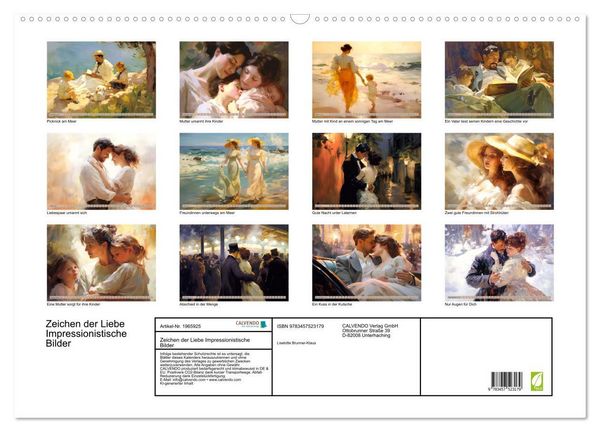 Produktbild: Zeichen der Liebe Impressionistische Bilder (Wandkalender 2026 DIN A2 quer), CALVENDO Monatskalender