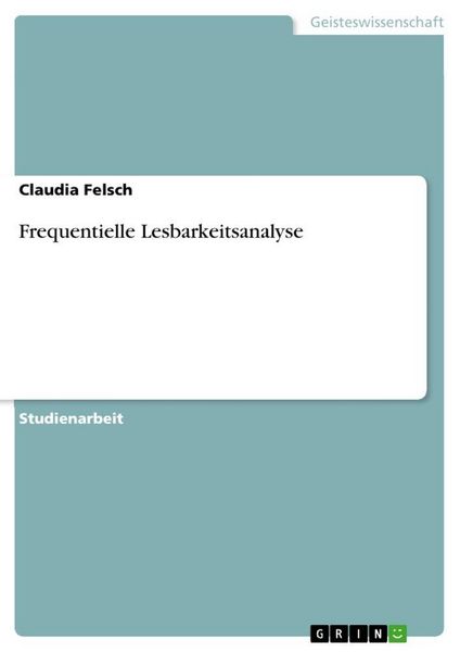 Produktbild: Frequentielle Lesbarkeitsanalyse