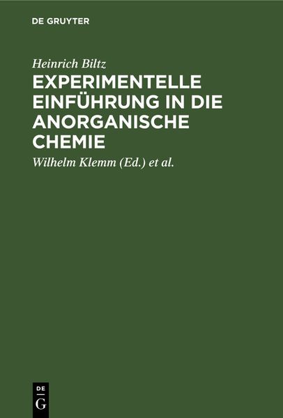 Produktbild: Experimentelle Einf&uuml;hrung in die anorganische Chemie