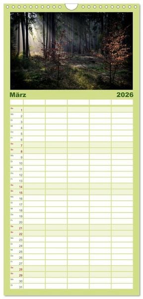 Produktbild: Familienplaner 2026 - Waldkalender mit 5 Spalten (Wandkalender, 21 x 45 cm) CALVENDO