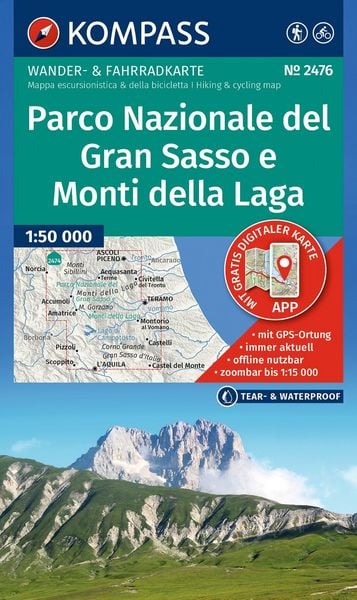 Produktbild: KOMPASS Wanderkarte 2476 Parco Nazionale del Gran Sasso e Monti della Laga 1:50.000