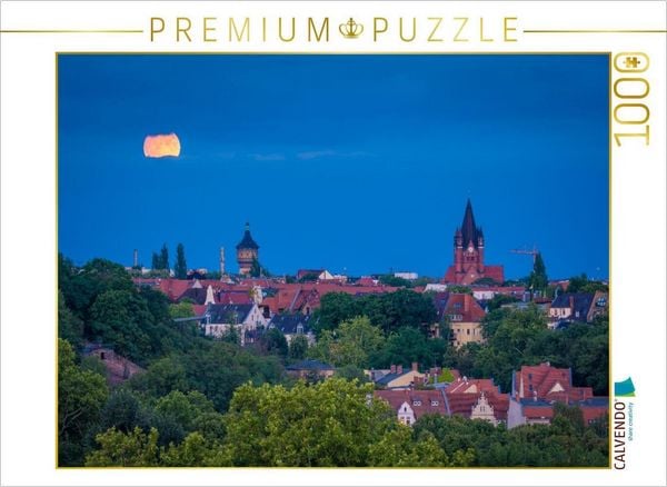 CALVENDO Puzzle Vollmond über Wasserturm Nord und Pauluskirche | 1000 Teile Lege-Größe 64 × 48 cm Foto-Puzzle für glückliche Stunden