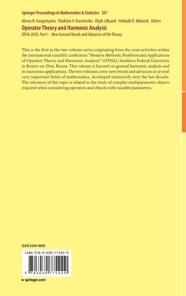 Produktbild: Operator Theory and Harmonic Analysis