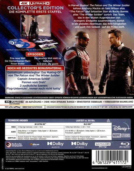 Produktbild: The Falcon and the Winter Soldier - Staffel 1 - Limited Edition (2 4K Ultra HD) (+ 2 Blu-ray)