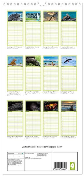 Produktbild: Familienplaner 2026 - Die faszinierende Tierwelt der Galapagos-Inseln mit 5 Spalten (Wandkalender, 21 x 45 cm) CALVENDO
