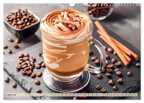 Produktbild: Cappuccino, Latte und mehr - Der gro&szlig;e Kaffeekalender (Wandkalender 2026 DIN A3 quer), CALVENDO Monatskalender