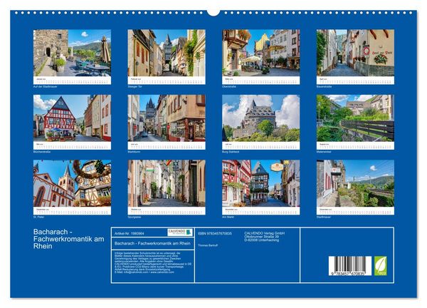 Produktbild: Bacharach - Fachwerkromantik am Rhein (hochwertiger Premium Wandkalender 2026 DIN A2 quer), Kunstdruck in Hochglanz