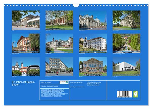 Produktbild: So sch&ouml;n ist Baden-Baden (Wandkalender 2026 DIN A3 quer), CALVENDO Monatskalender