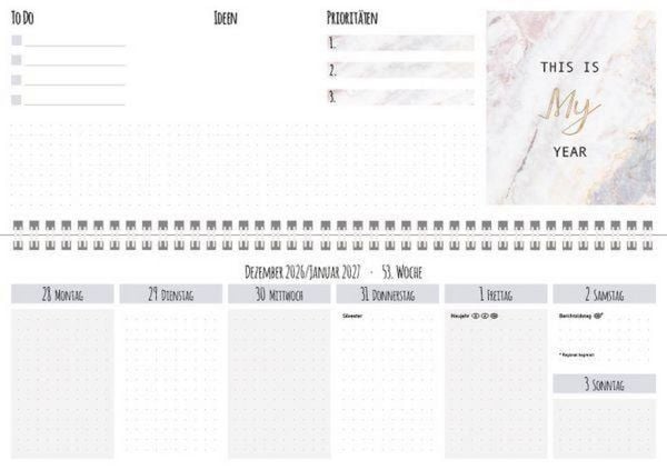 Produktbild: Tischquerkalender Marble 2027