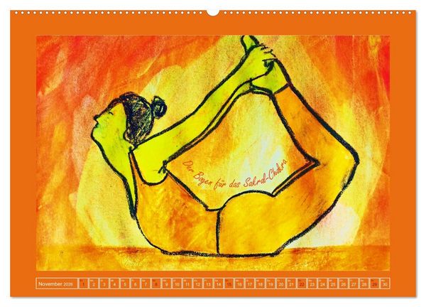 Produktbild: Farbige Yoga Kraftwelt - Yoga Asanas f&uuml;r die Chakren (hochwertiger Premium Wandkalender 2026 DIN A2 quer), Kunstdruck in Hochglanz