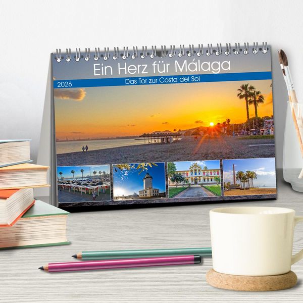 Produktbild: Ein Herz f&uuml;r M&aacute;laga (Tischkalender 2026 DIN A5 quer), CALVENDO Monatskalender