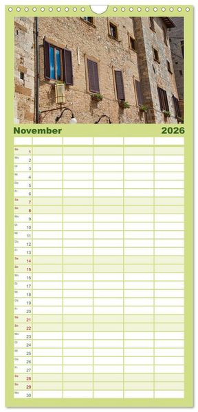 Produktbild: Familienplaner 2026 - Impressionen aus San Gimignano mit 5 Spalten (Wandkalender, 21 x 45 cm) CALVENDO