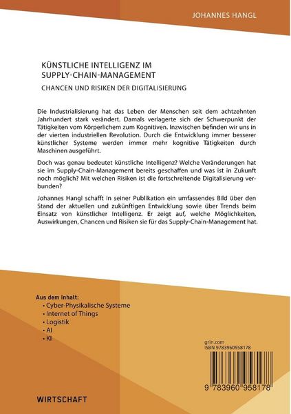 Produktbild: K&uuml;nstliche Intelligenz im Supply-Chain-Management. Chancen und Risiken der Digitalisierung
