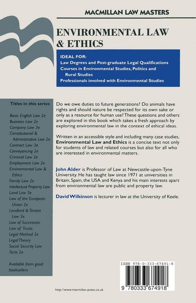 Produktbild: Environmental Law and Ethics