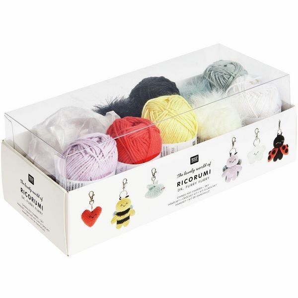 Produktbild: Ricorumi H&auml;kelset "Schl&uuml;sselanh&auml;nger Chingu" - Sky, 9 Farben, 6 Schl&uuml;sselringe, H&auml;kelnadel, N&auml;hnadel, Anleitung D/GB/F/NL/ES