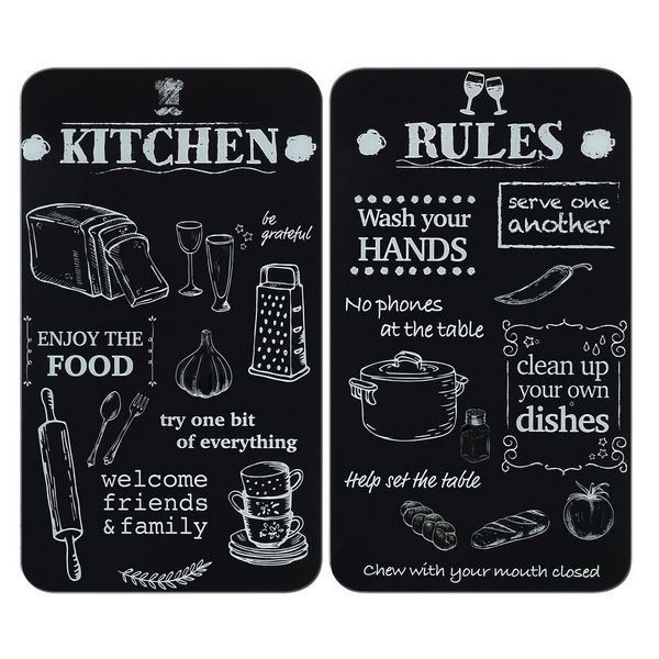 Produktbild: Herdabdeckplatte Universal Mod. Kitchen Rules, 2er Set, f&uuml;r alle Herdarten geeignet