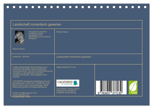 Produktbild: Landschaft romantisch gesehen (Tischkalender 2026 DIN A5 quer), CALVENDO Monatskalender
