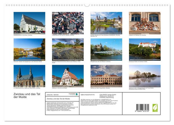 Produktbild: Zwickau und das Tal der Mulde (hochwertiger Premium Wandkalender 2026 DIN A2 quer), Kunstdruck in Hochglanz