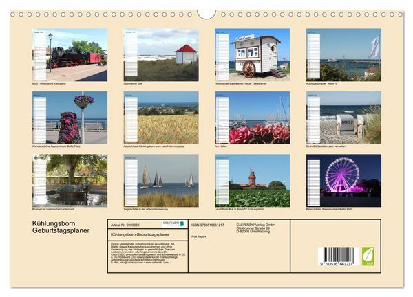 Produktbild: K&uuml;hlungsborn Geburtstagsplaner (Wandkalender 2026 DIN A3 quer), CALVENDO Monatskalender
