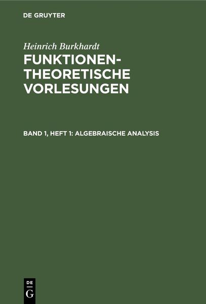 Produktbild: Algebraische Analysis
