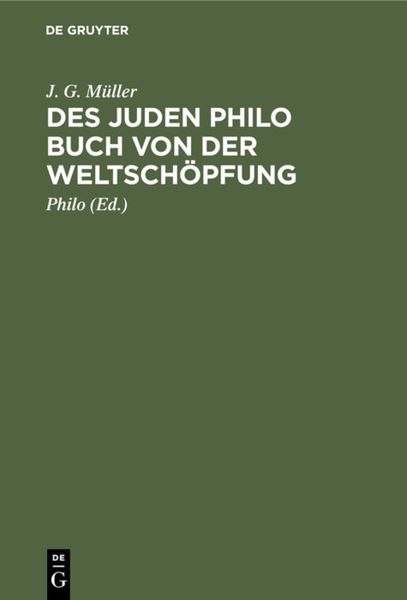 Produktbild: Des Juden Philo Buch von der Weltsch&ouml;pfung