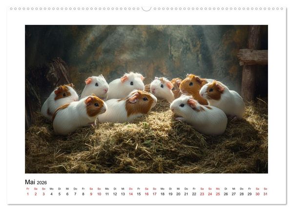 Produktbild: Mehr Schwein mit Meerschwein (Wandkalender 2026 DIN A2 quer), CALVENDO Monatskalender