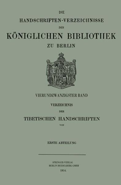 Produktbild: Verzeichnis der Tibetischen Handschriften der K&ouml;niglichen Bibliothek zu Berlin